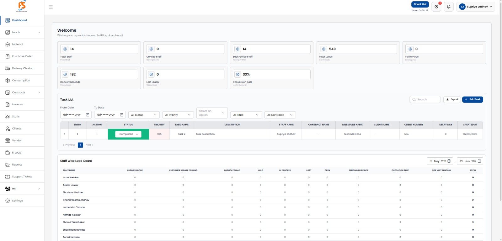 ERP Dashboard